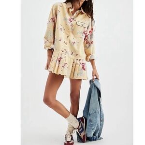 Free People Connor Floral Printed Mini Dress Yellow Combo NWT size S
